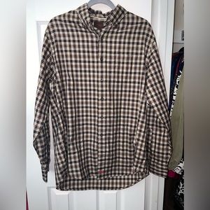 Tre Vero Brown Plaid Flannel Button Up Shirt, Size L, NWT